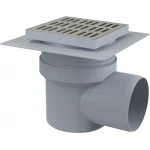 Трап для душу ALCA PLAST APV12 150x150 мм з нержавіючої сталі з боковим відводом 110 мм