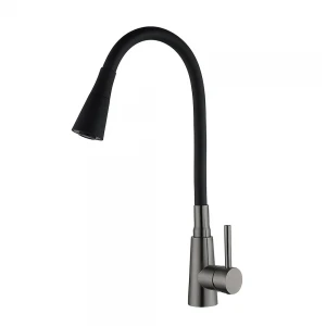 LIL4-18B-GUNGREY кухня одноваж. силікон. вилив нерж. сталь гайка Ø35 (гангрей/чорний) {10/1}