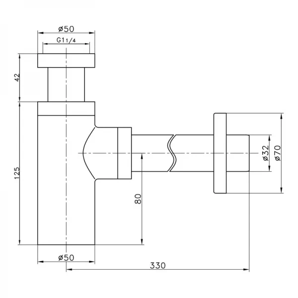 ITF 6009-5 сифон NICKEL сатін (MBN) ITAL гайка 1 1/4