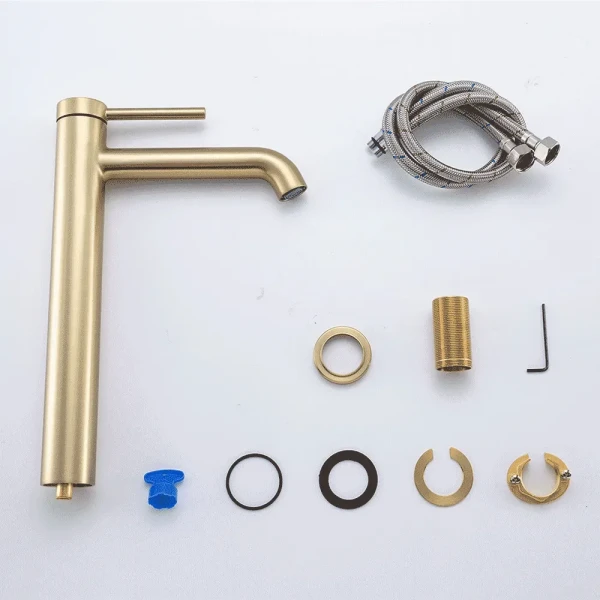 G1006-23 умивальник високий одноваж.кругл. вилив  лат. гайка Ø35( сатин золотий) {8/1}