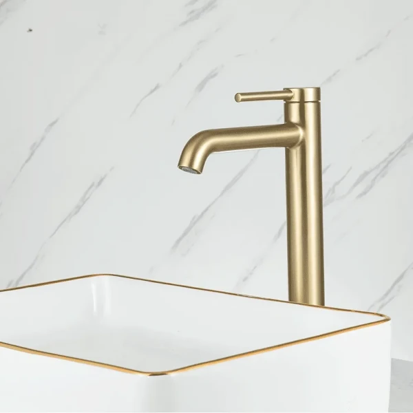 G1006-23 умивальник високий одноваж.кругл. вилив  лат. гайка Ø35( сатин золотий) {8/1}