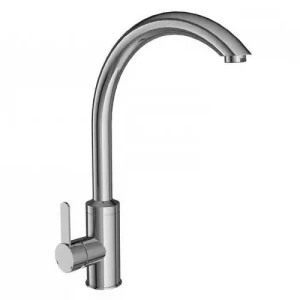 PUL4A-09 кухня одноваж. поворот. вилив нерж. сталь гайка Ø35 (сатин) {10/1}