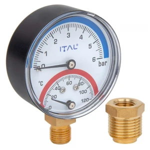 Термоманометр Ø63 радіальний ITAL (6 бар, 120*С) 1/4