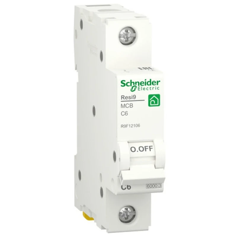 Автоматичний вимикач Schneider RESI9 1 полюс 6А С 6kA R9F12106