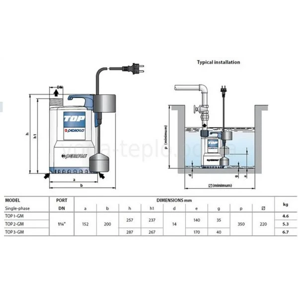 Насос дренажный Pedrollo ТОР 2-5м