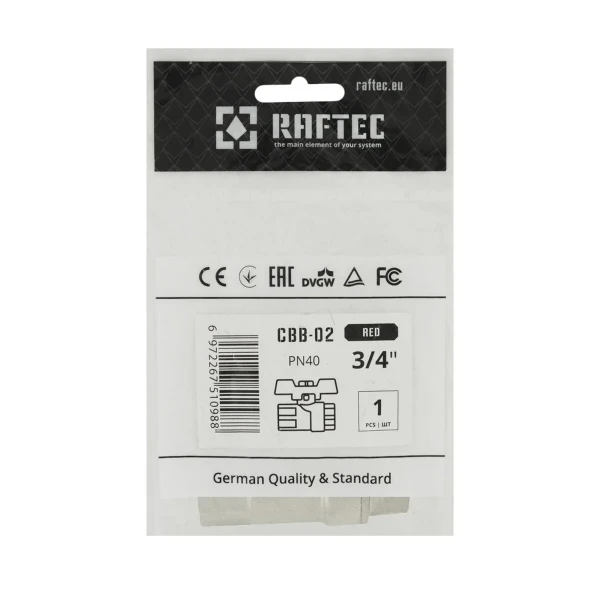 Кран кульовий Raftec RED PN40 ВВ 3/4