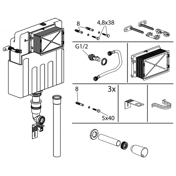 Бачок Alcaplast для унитаза под кирпичную кладку AM112