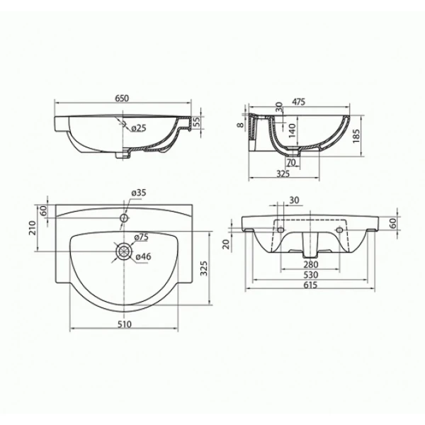Умивальник Kolo Freja 65