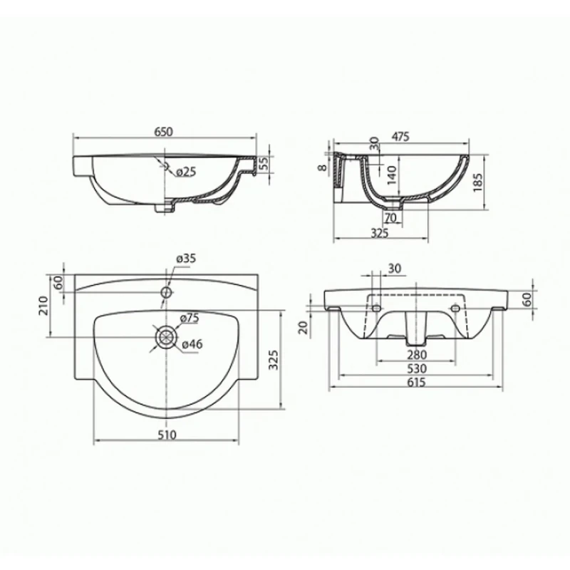 Умивальник Kolo Freja 65