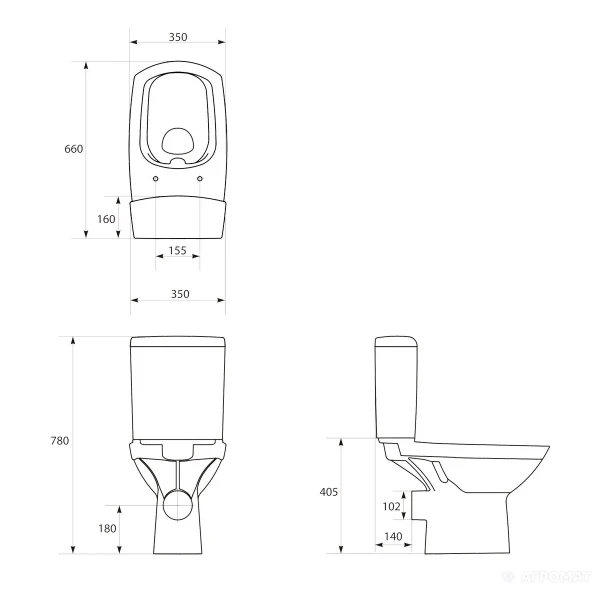 Унітаз підлоговий CARINA CL ON SLIM 3/5 без бачка