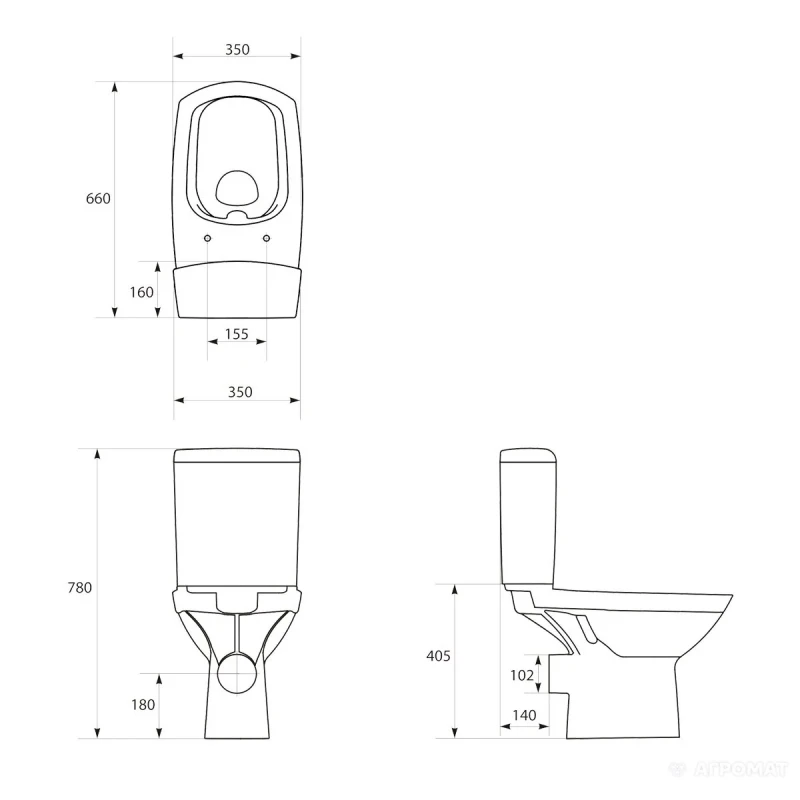 Напольный унитаз CARINA CL ON SLIM 3/5 без бачка