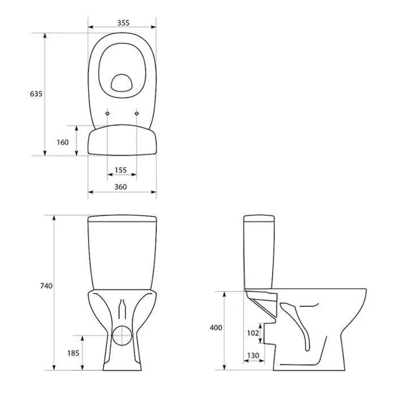 Унитаз-компакт Cersanit ARTECO New Clean On 011 вертикальний/нижній/дюропласт/мікроліфт