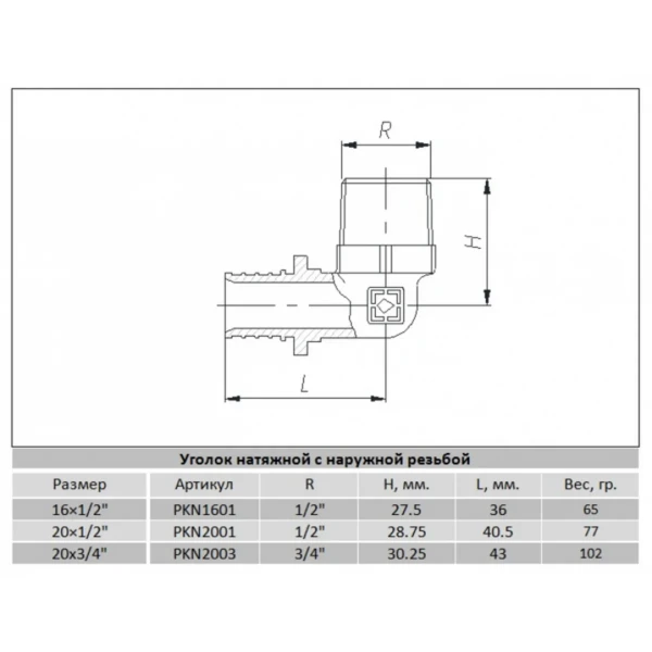 Кутник натяжний Raftec НН 25x3/4