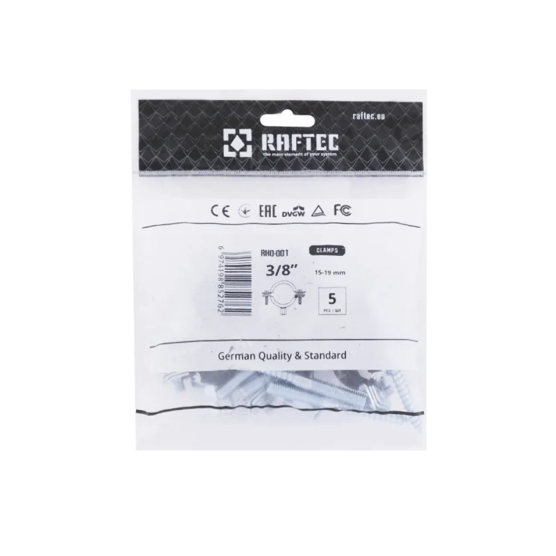 Хомут трубний Raftec (гайка М8+шуруп) 3/8