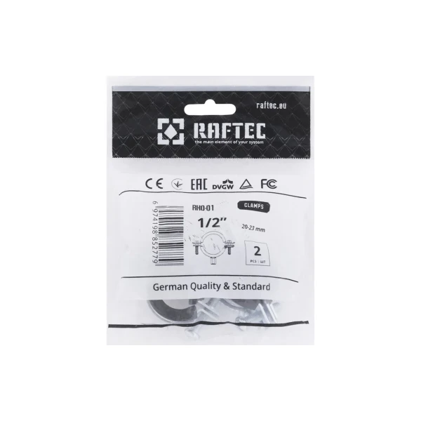 Хомут трубный Raftec (гайка (М8+10)+шуруп) 1/2