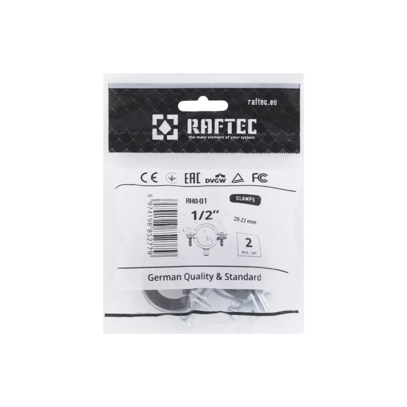 Хомут трубний Raftec (гайка (М8+10)+шуруп) 1/2