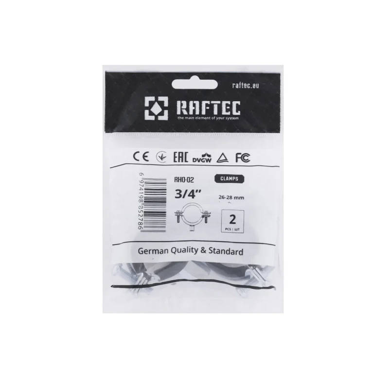 Хомут трубний Raftec ((гайка (М8+10)+шуруп) 3/4