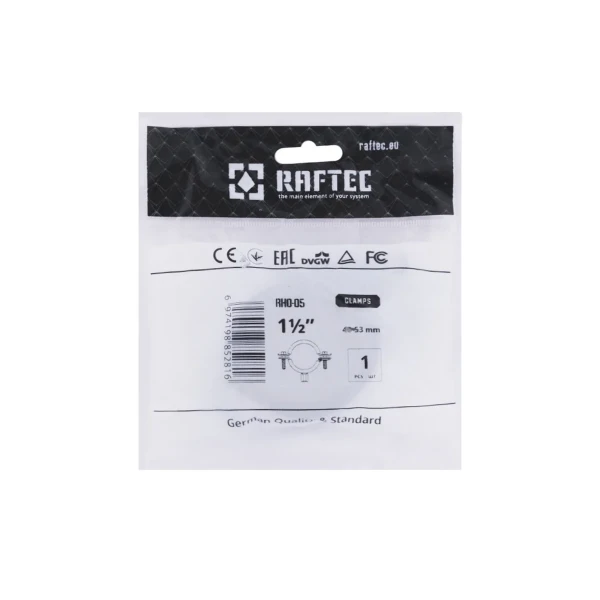 Хомут трубный Raftec (гайка (М8+10)+шуруп) 1 1/2