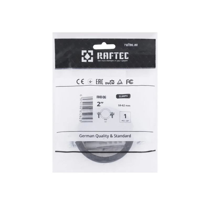 Хомут трубный Raftec (гайка (М8+10)+шуруп) 2