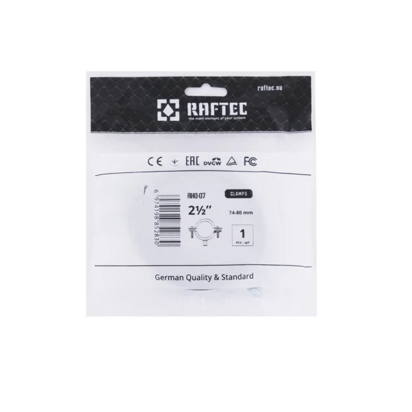 Хомут трубный Raftec (гайка (М8+10)+шуруп) 2 1/2