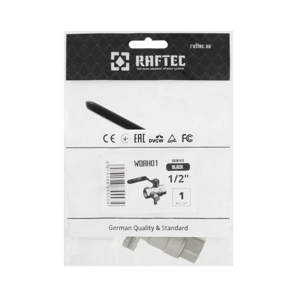Кран кульовий з дренажем Raftec BLACK DN15 1/2
