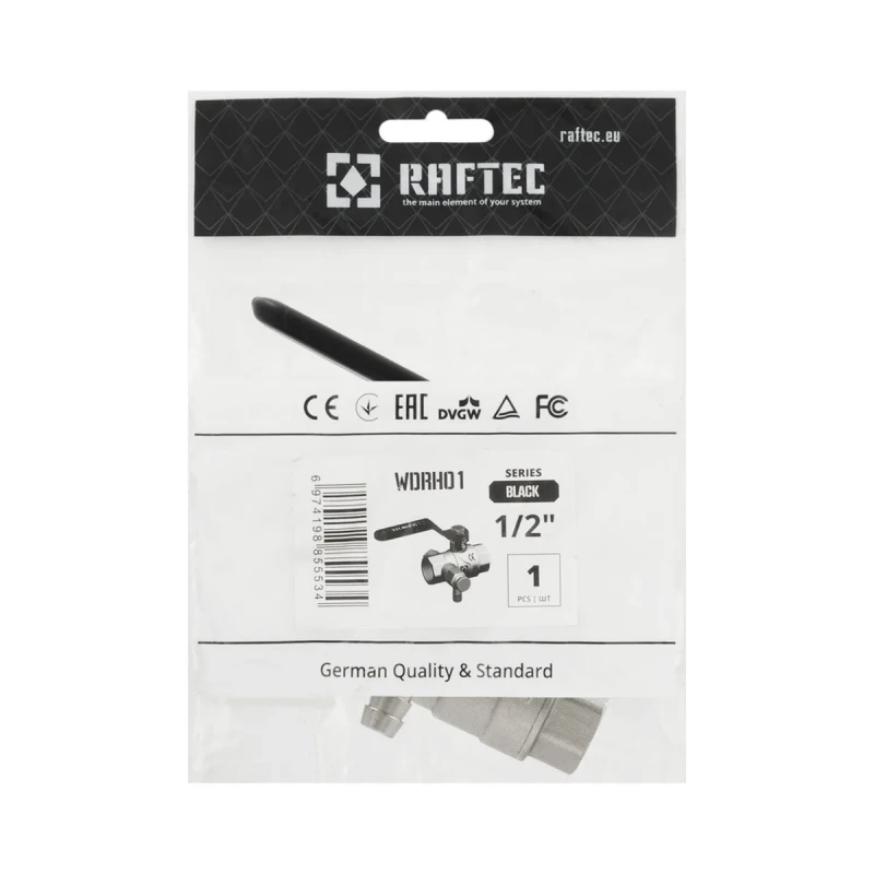 Кран кульовий з дренажем Raftec BLACK DN15 1/2