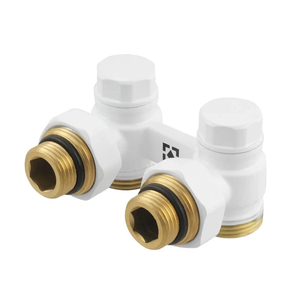 Термокомплект нижнего подключения угловой с термоголовкой Raftec WHITE DAHU11-W