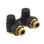 Термокомплект нижнего подключения угловой с термоголовкой Raftec BLACK DAHU11-B