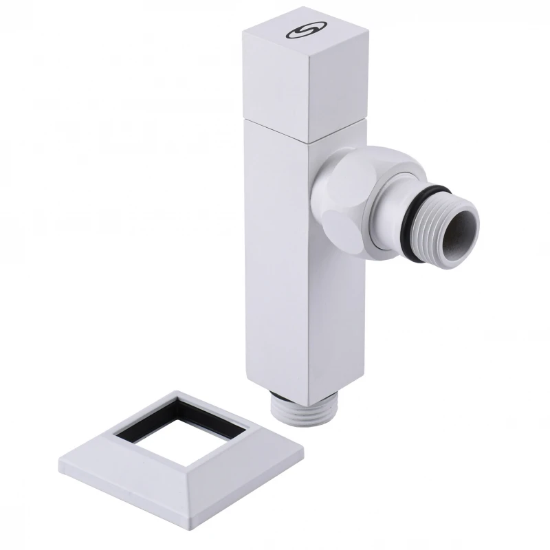 Набір Кран напівобертовий кутовий з американкою SOLOMON LUX 1/2″ CUBE WHITE 8888 (1уп)