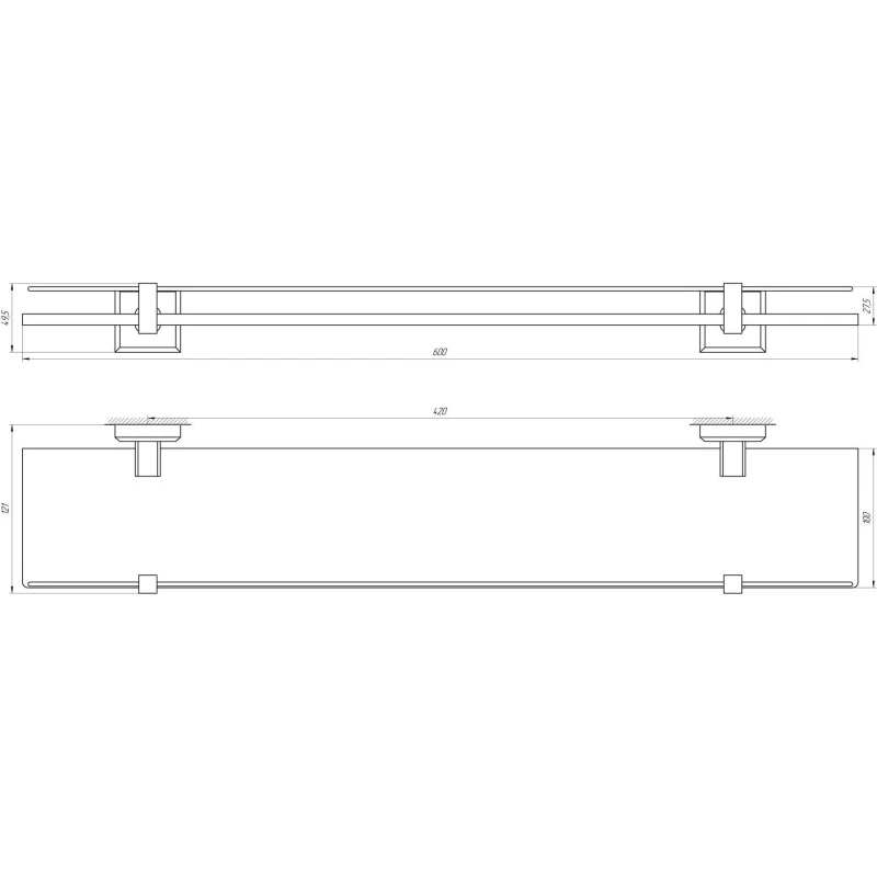 Полиця TOPAZ TKB 9927 скло с бортиком