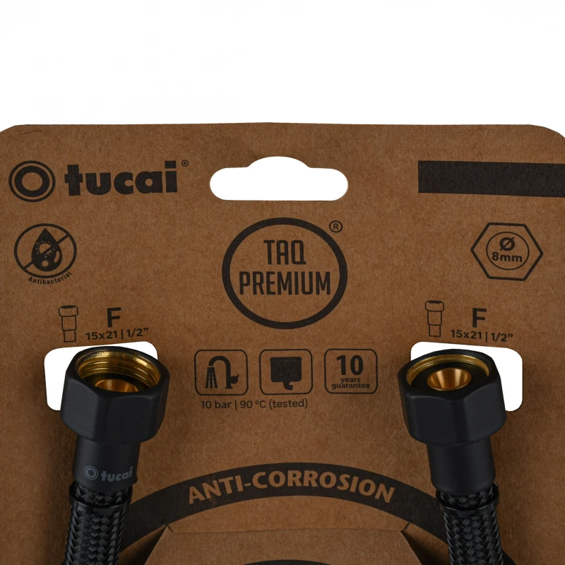 Шланг водяний TUCAI TAQ PREMIUM GRIF 1/2″x1/2″ BВ 0,4м.АНТИКОР. ACB HG-1212-400 (Чорний Мат) 209969