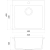Гранітна мийка Globus Lux AOSTA чорний 490x455мм-А0002