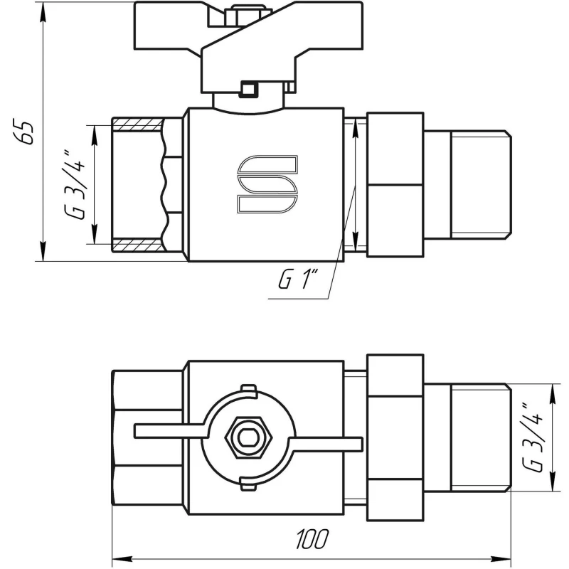 Кран кульовий прямий з американкою SELBA 3/4″ КБ SL1509