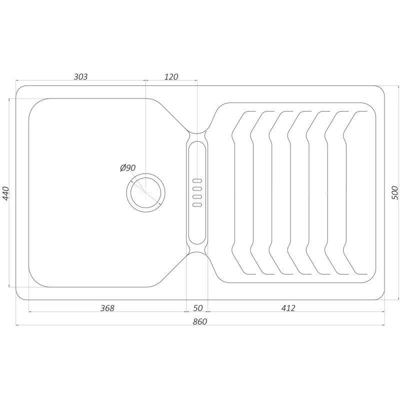 Гранітна мийка Globus Lux BOREN білий 860х500мм-А0007