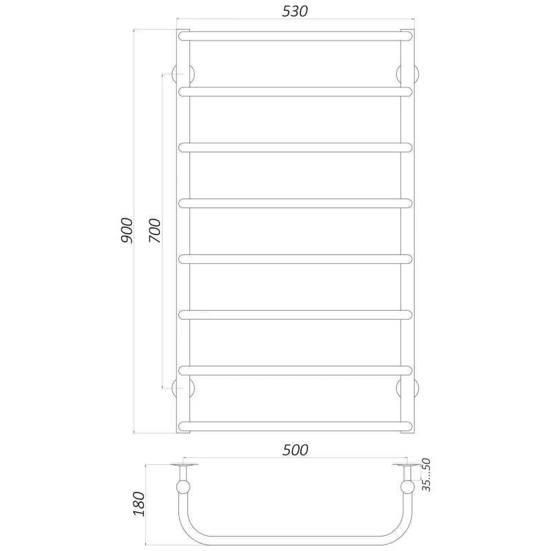 Рушникосушарка UNIO LS ER 900-500-8 Драбинка Скоба електро