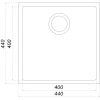 Гранітна мийка Globus Lux AMMER пiдстiльна, чорний металік 440 х 440 мм - А0001