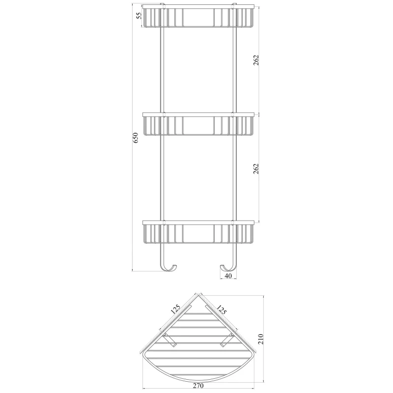 Поличка потрійна кутова TOPAZ 4134