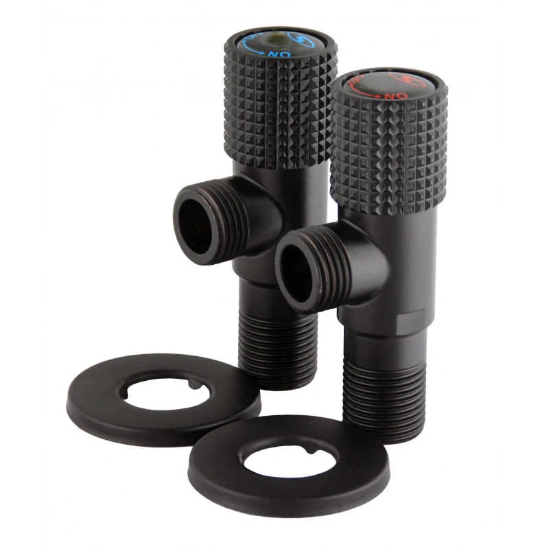 !!Набір кранів кутових кераміка SOLOMON EXCLUSIVE 1/2″X1/2″ 9889 BB (BLACK/BLACK) (комплект2шт.)