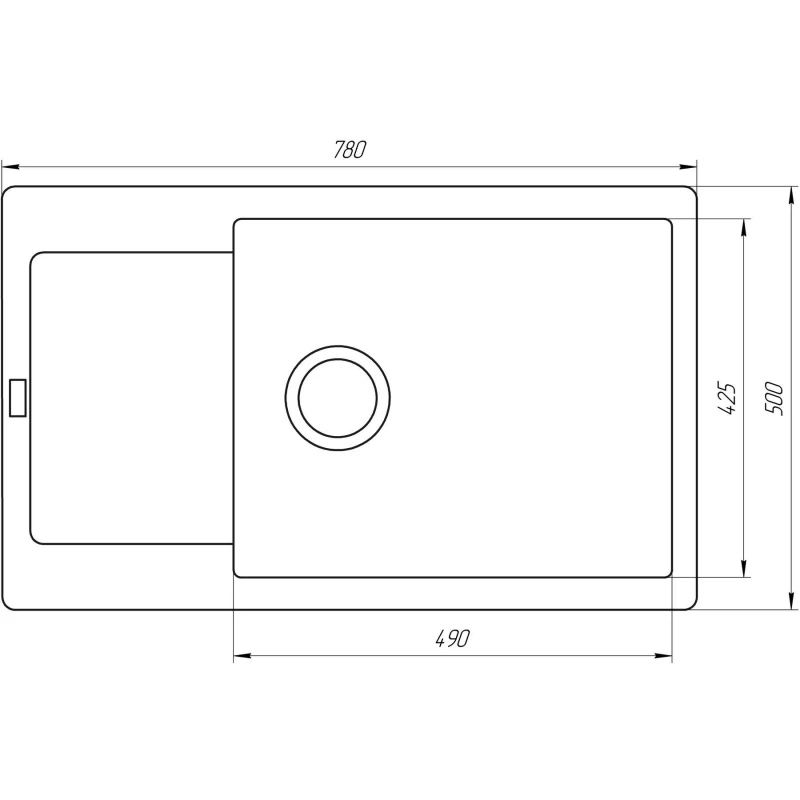 Гранітна мийка Globus Lux MALAB графіт 780x500мм-А0001