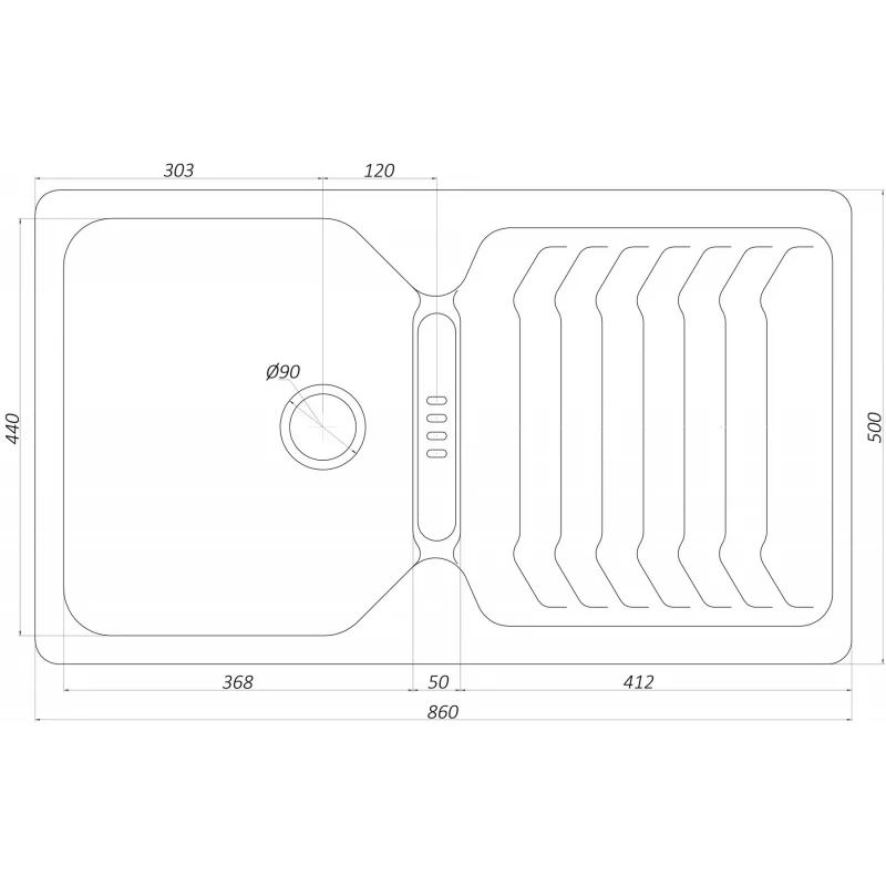 Гранітна мийка Globus Lux BOREN коричневий 860x500мм-А0006