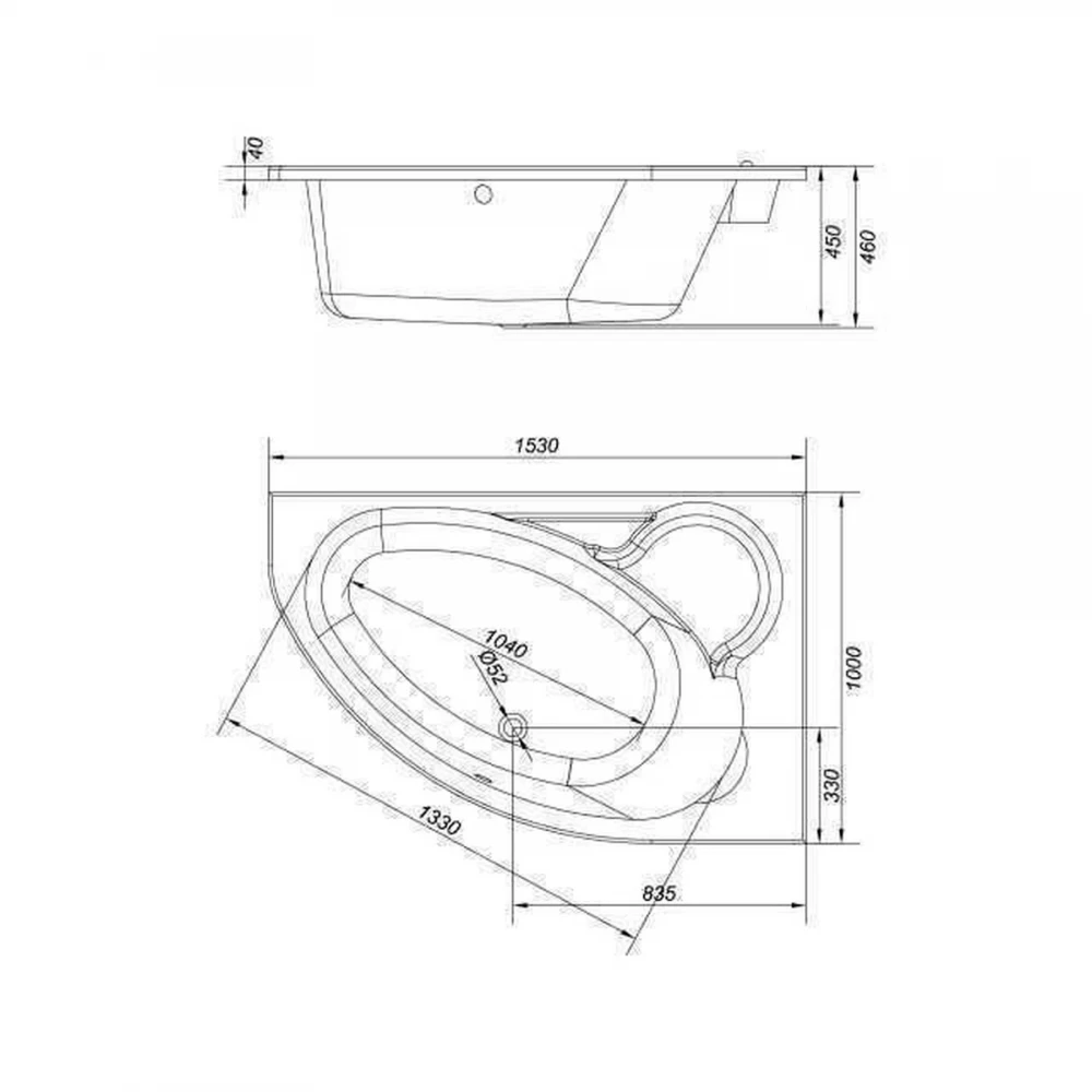 KALIOPE Ванна 153x100 правая