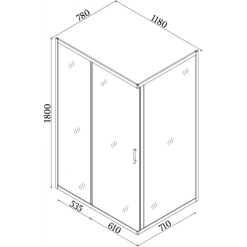 Душова кабіна прямокутна без піддона NISA N120TB.Mosaic BRAVO (1уп.)