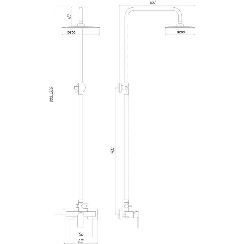 Душова система TOPAZ CAPRI TCA 15702-H37 комплект Н-130см