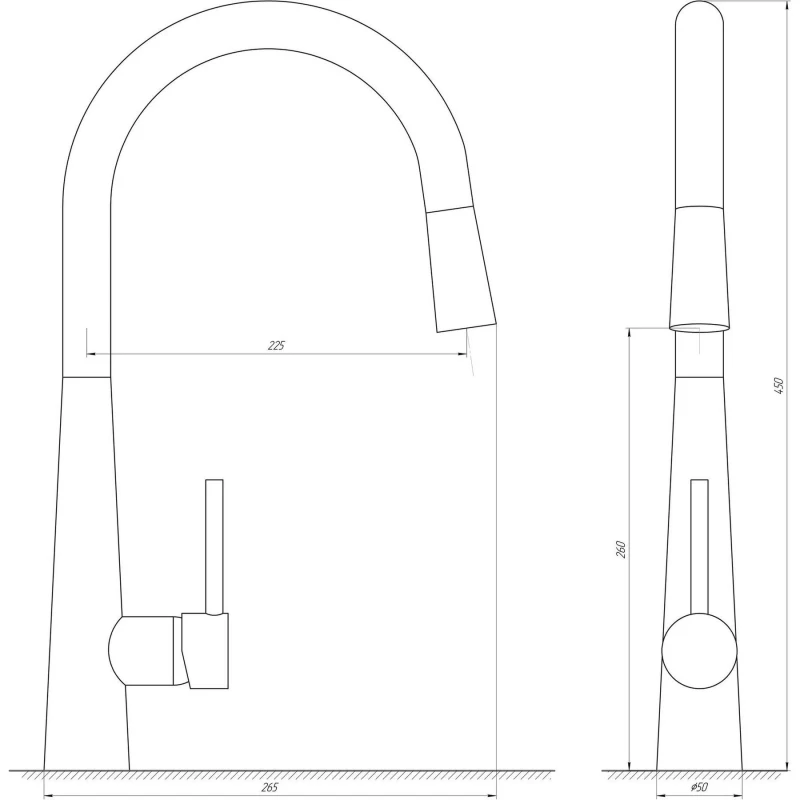 Смеситель для кухни Globus Lux LAZER GLLR-1033-StSTEEL