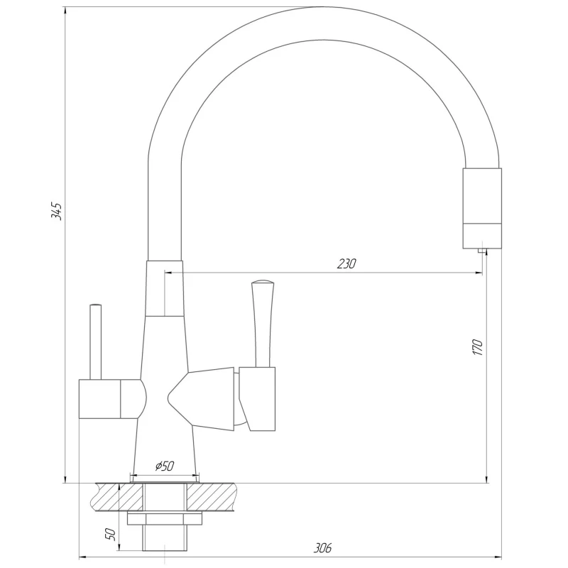 Смеситель для кухни под осмос Globus Lux LAZER GLLR-0903-00