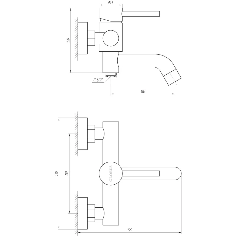 Змішувач для ванни Globus Lux ALPEN SBT1-102L