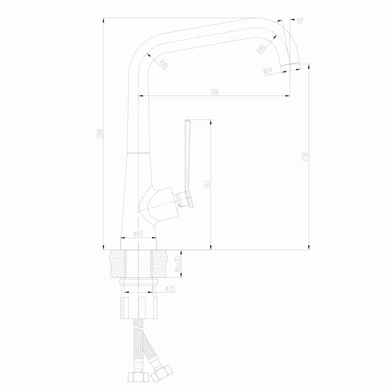 Змішувач для кухні TOPAZ TEEL TT 24401-H59