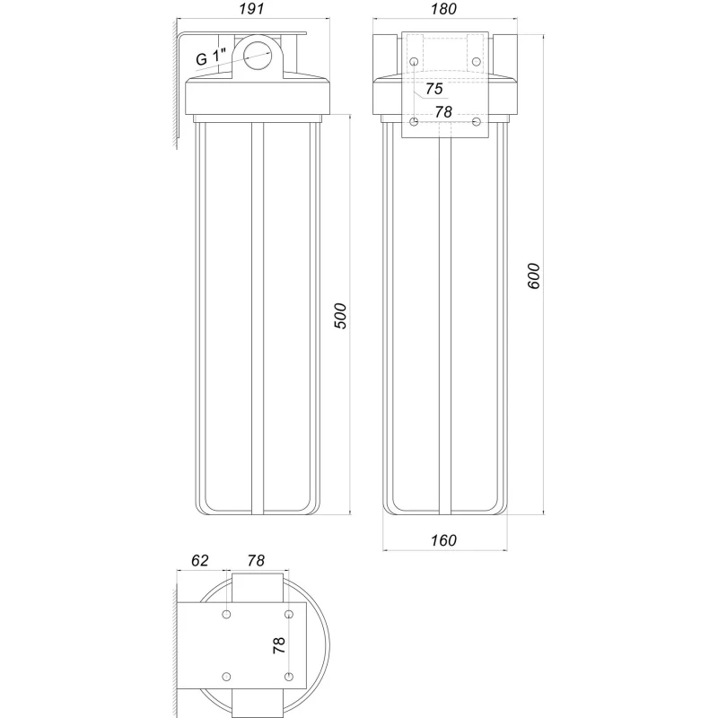 Фильтр-колба + ПП картридж ПРОЗРАЧНАЯ Bіо+ systems SL20TS-BB Big Blue 20″, 1″