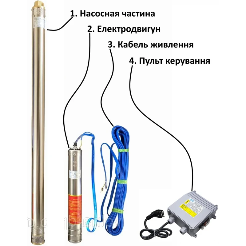Насос свердловинний з підв, стійк, до піску 3″ OPTIMA 3SDm1,8/11 0,25 кВт 45м + пульт+кабель25м NEW