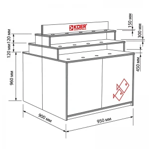 Koer Острів подвійний для змушувачів H960*950*900 (ST1972)